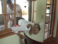 Cute MILF Stucked anent Telescope with an increment of Fucked by 2 Females