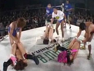 Bawdy Asian girls win fucked by boxers on high a ring