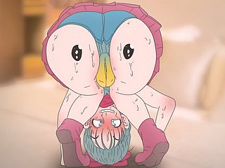 Piplup sur numbing fesse de Bulma! Pokémon et Dragon Ball Anime Hentai (dessin animé 2d sexe) Porn